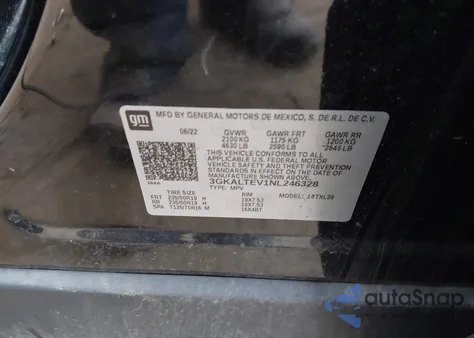 2022 GMC Terrain Awd Sle from USA, damaged, VIN 3GKALTEV1NL246328